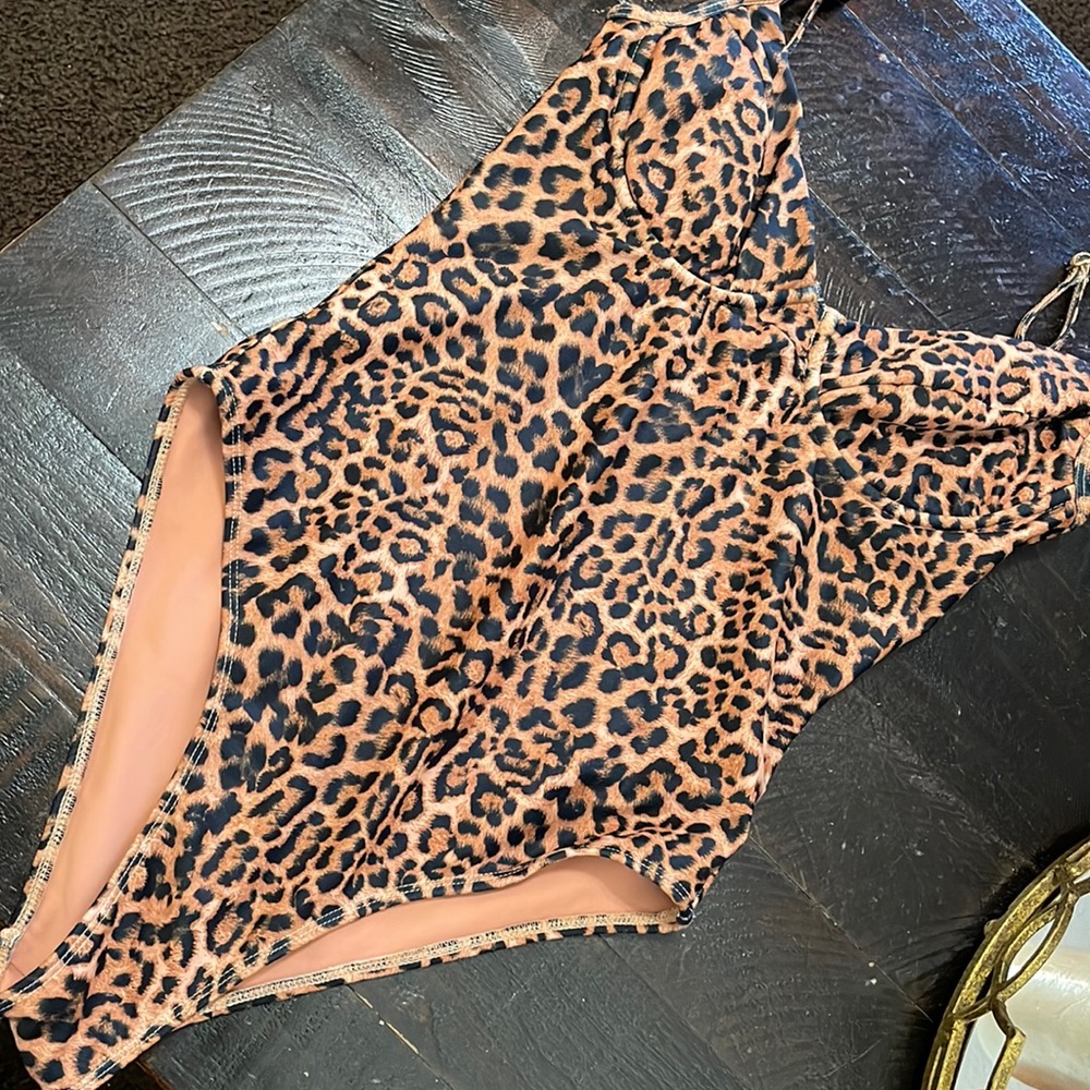 House of Harlow 1960 Leopard Print One-Piece Swimsuit - Black & Tan